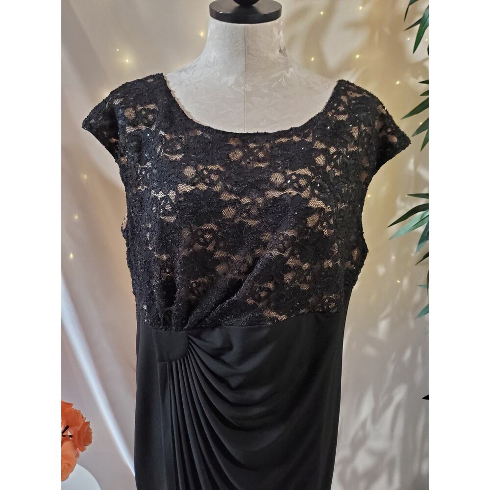 Vtg Y2K Connected Apparel Draped Babydoll Faux Wrap Lace Sparkle Dress Size 14W - Picture 5 of 13